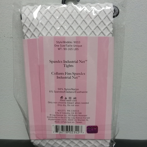Leg Avenue White Spandex Industrial Net Fishnet Tights - Picture 3 of 3